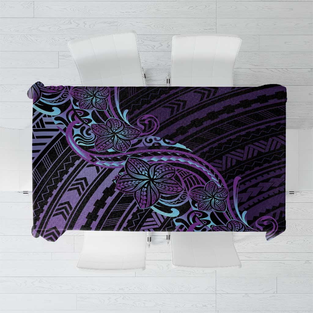 Teal Purple Polynesia Plumeria Tattoo Tablecloth LT14 Purple - Polynesian Pride