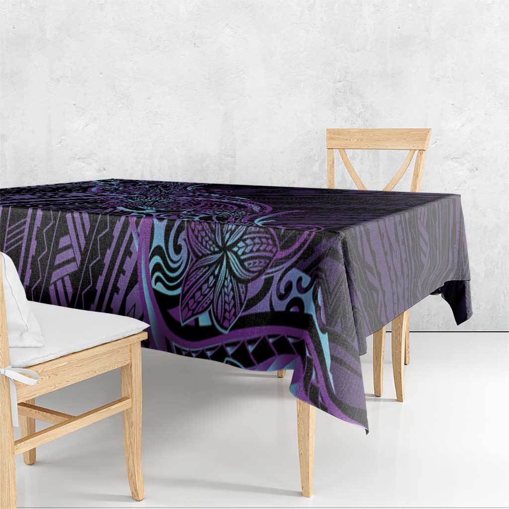 Teal Purple Polynesia Plumeria Tattoo Tablecloth LT14 - Polynesian Pride