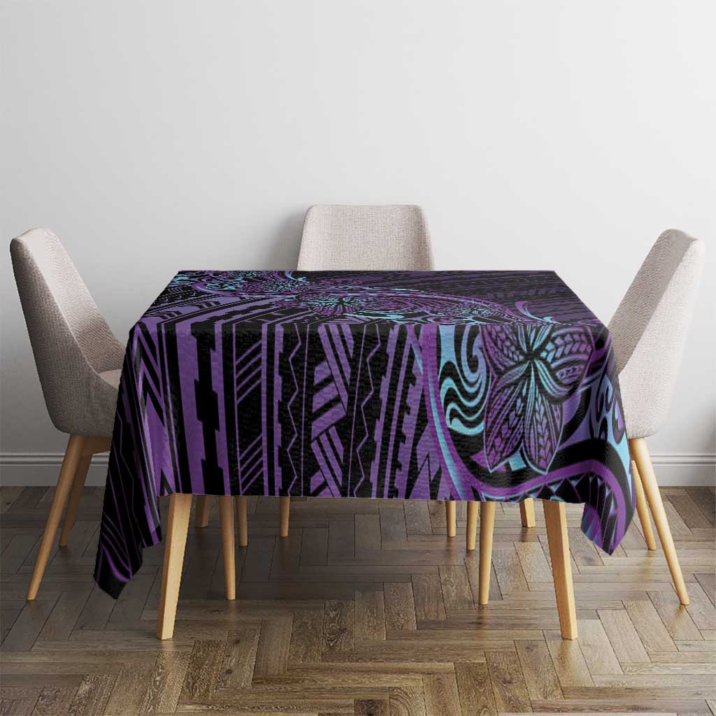 Teal Purple Polynesia Plumeria Tattoo Tablecloth LT14 - Polynesian Pride