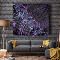 Teal Purple Polynesia Plumeria Tattoo Tapestry LT14 Purple - Polynesian Pride