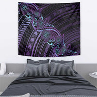 Teal Purple Polynesia Plumeria Tattoo Tapestry LT14 - Polynesian Pride