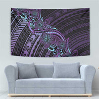 Teal Purple Polynesia Plumeria Tattoo Tapestry LT14 - Polynesian Pride