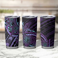 Teal Purple Polynesia Plumeria Tattoo Tumbler Cup LT14 - Polynesian Pride