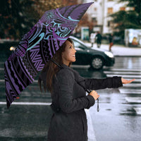 Teal Purple Polynesia Plumeria Tattoo Umbrella