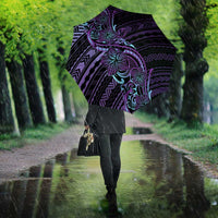 Teal Purple Polynesia Plumeria Tattoo Umbrella