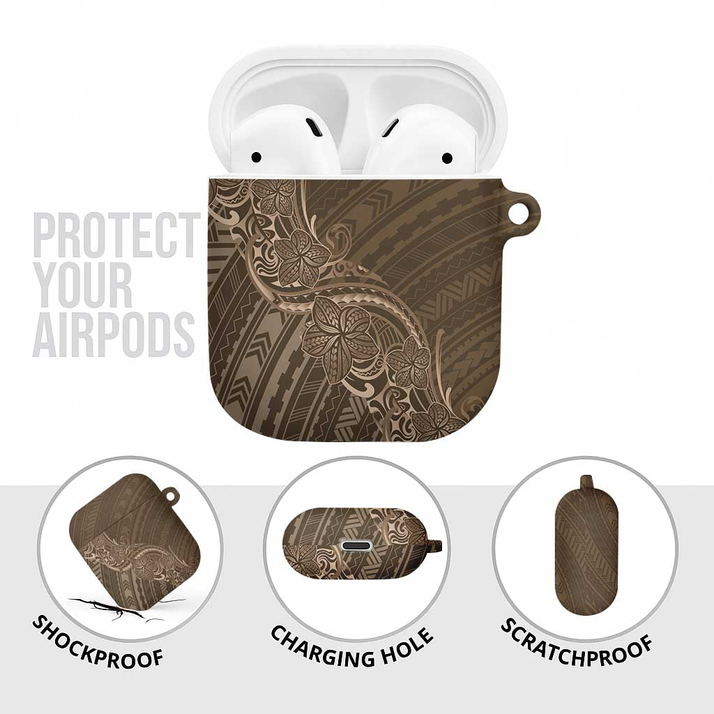 Brown Polynesia Plumeria Tattoo AirPods Case
