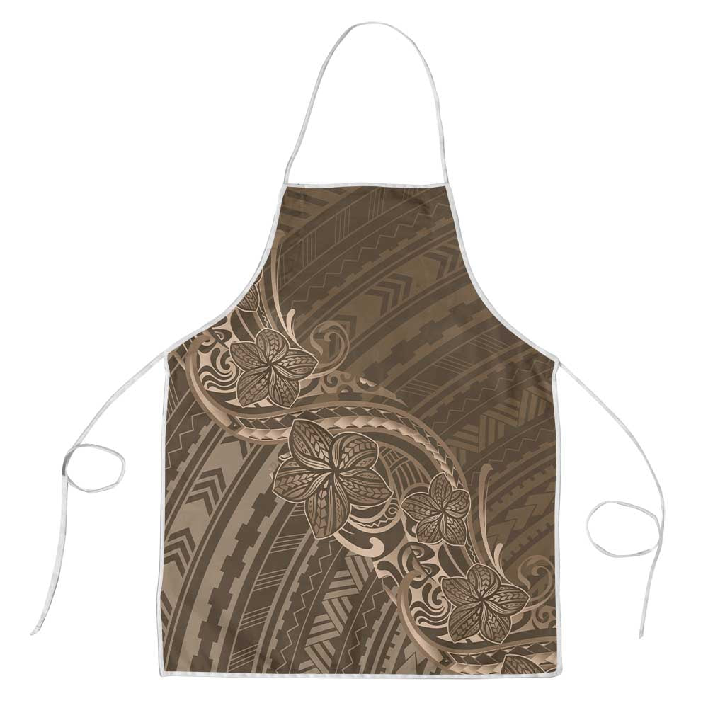 Brown Polynesia Plumeria Tattoo Apron