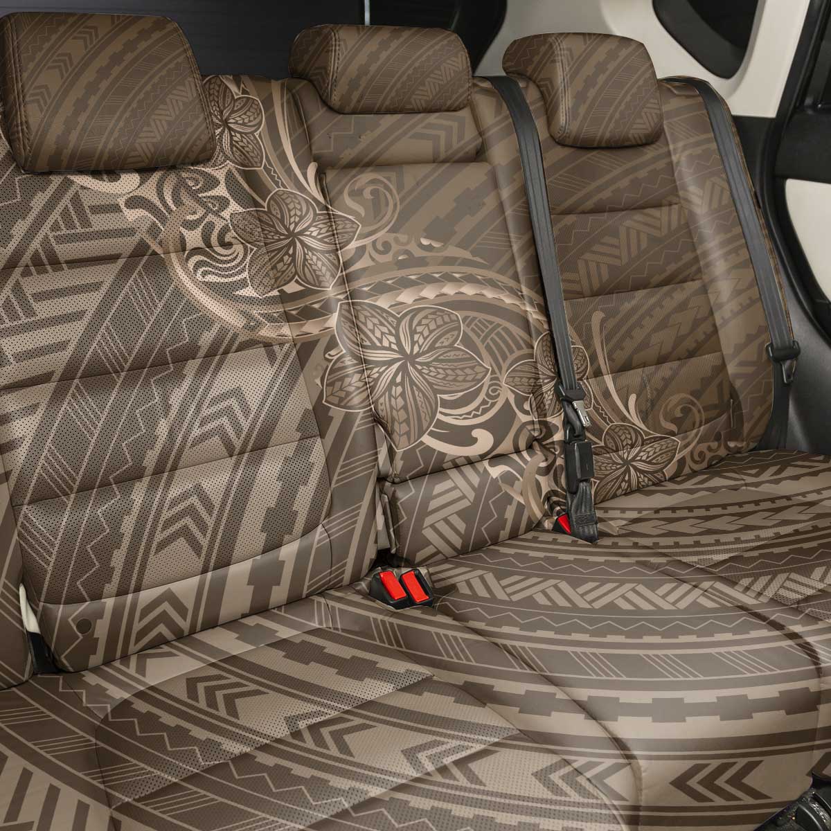 Brown Polynesia Plumeria Tattoo Back Car Seat Cover LT14 - Polynesian Pride