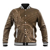 Brown Polynesia Plumeria Tattoo Baseball Jacket LT14 Unisex Brown - Polynesian Pride