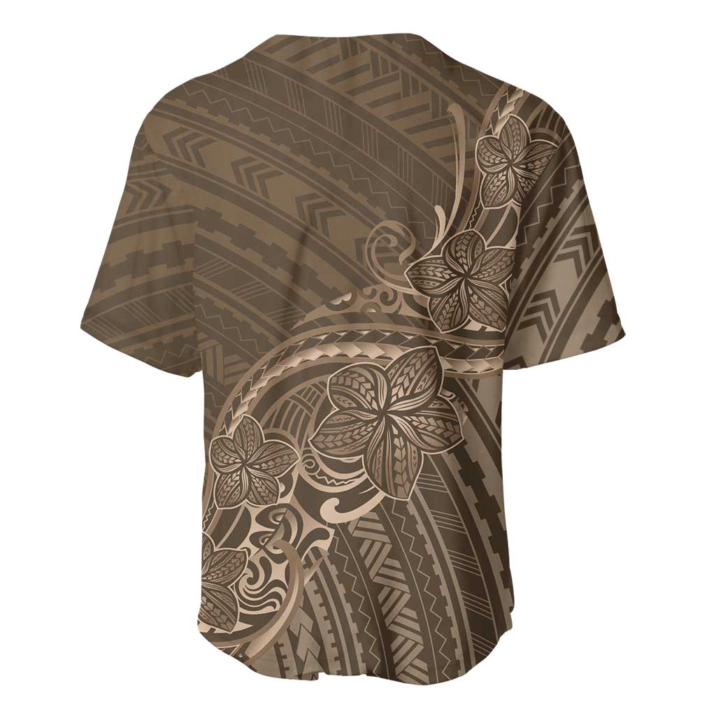 Brown Polynesia Plumeria Tattoo Baseball Jersey LT14 - Polynesian Pride