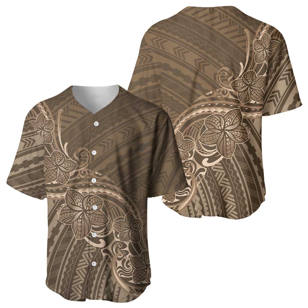 Brown Polynesia Plumeria Tattoo Baseball Jersey LT14 - Polynesian Pride