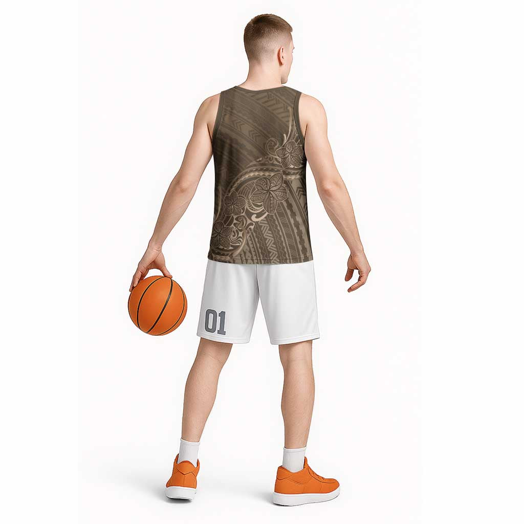 Brown Polynesia Plumeria Tattoo Basketball Jersey LT14 - Polynesian Pride