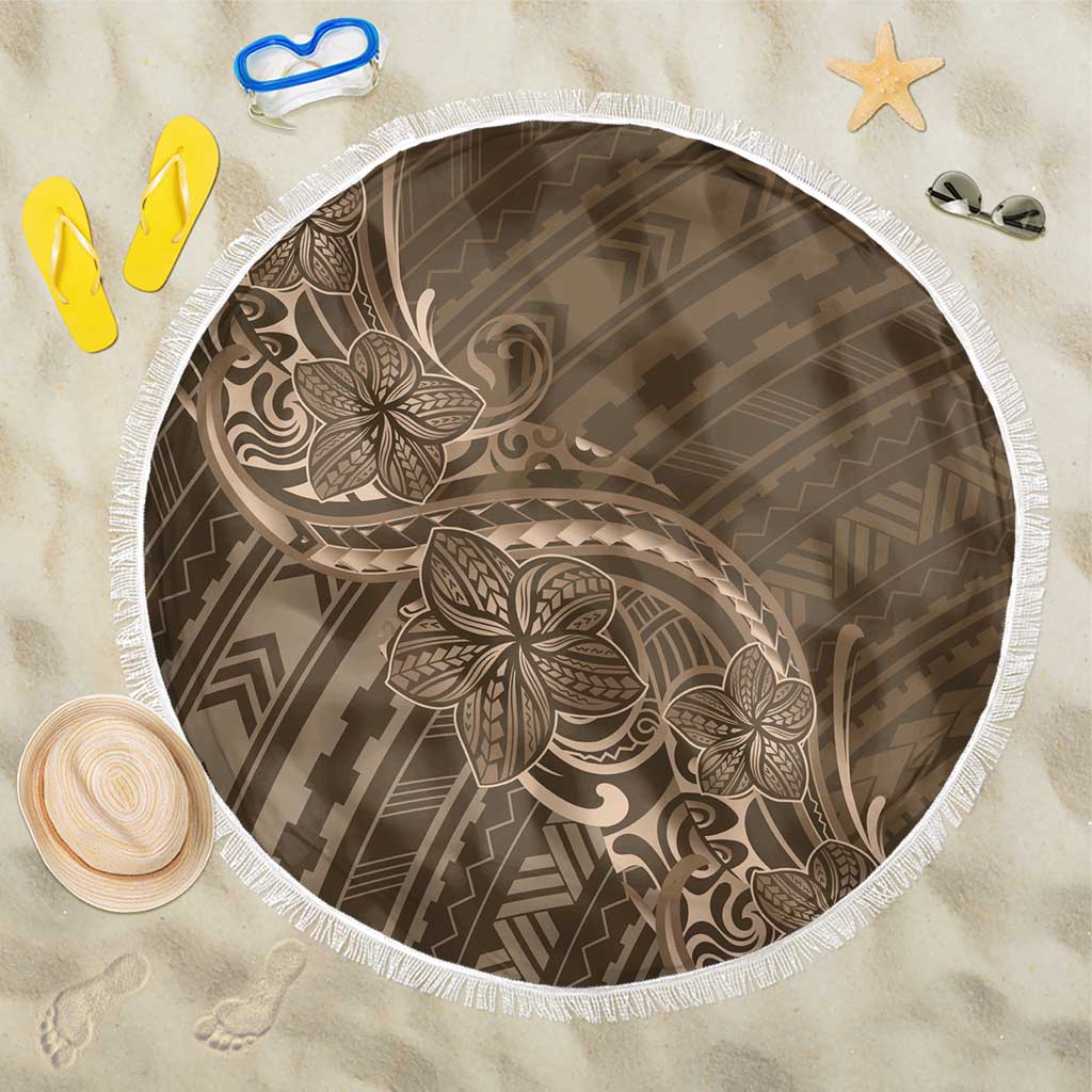 Brown Polynesia Plumeria Tattoo Beach Blanket LT14 One Size 150cm Brown - Polynesian Pride