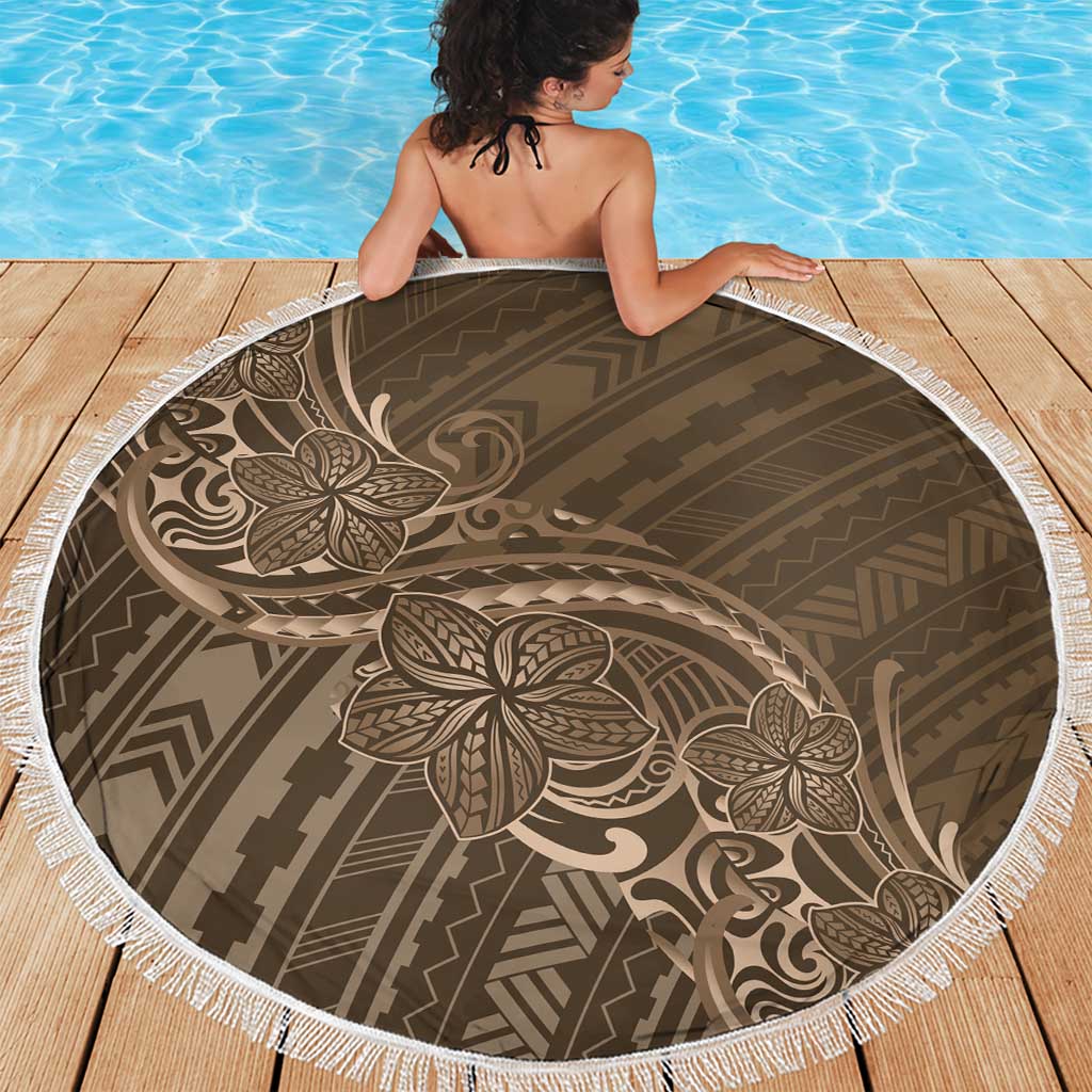 Brown Polynesia Plumeria Tattoo Beach Blanket LT14 - Polynesian Pride