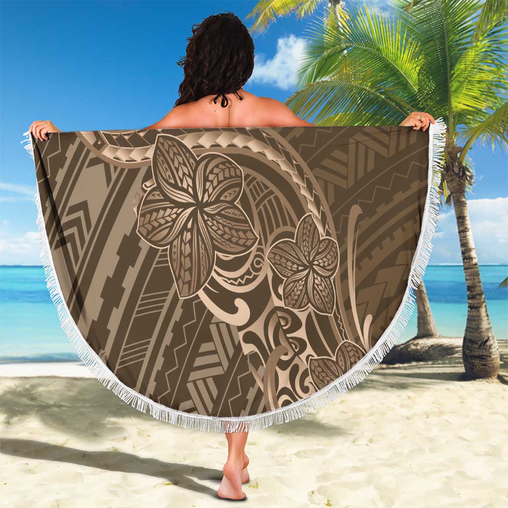 Brown Polynesia Plumeria Tattoo Beach Blanket LT14 - Polynesian Pride