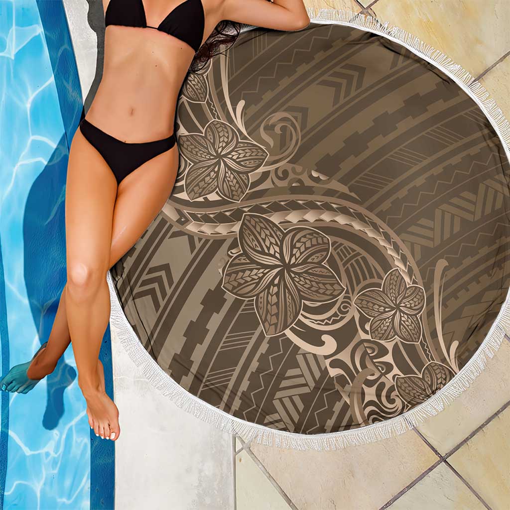 Brown Polynesia Plumeria Tattoo Beach Blanket LT14 - Polynesian Pride