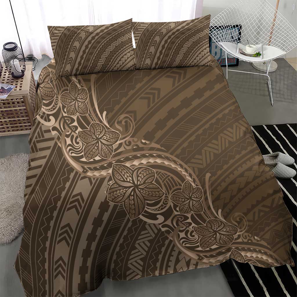 Brown Polynesia Plumeria Tattoo Bedding Set LT14 - Polynesian Pride