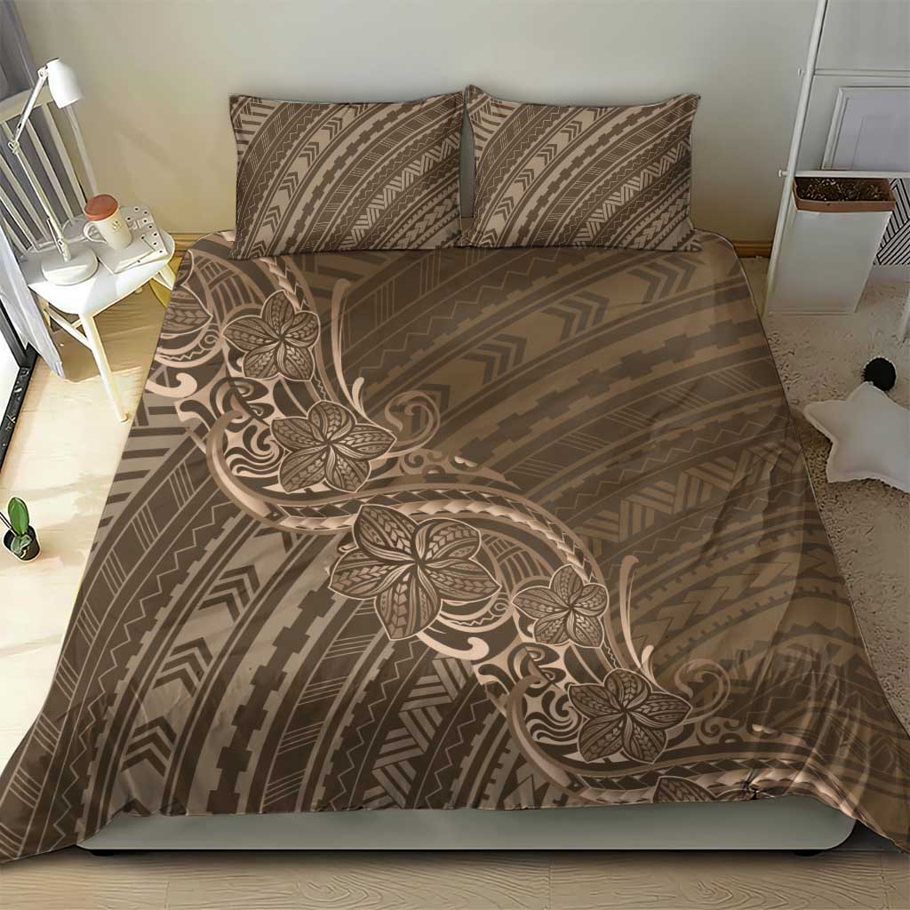 Brown Polynesia Plumeria Tattoo Bedding Set LT14 - Polynesian Pride