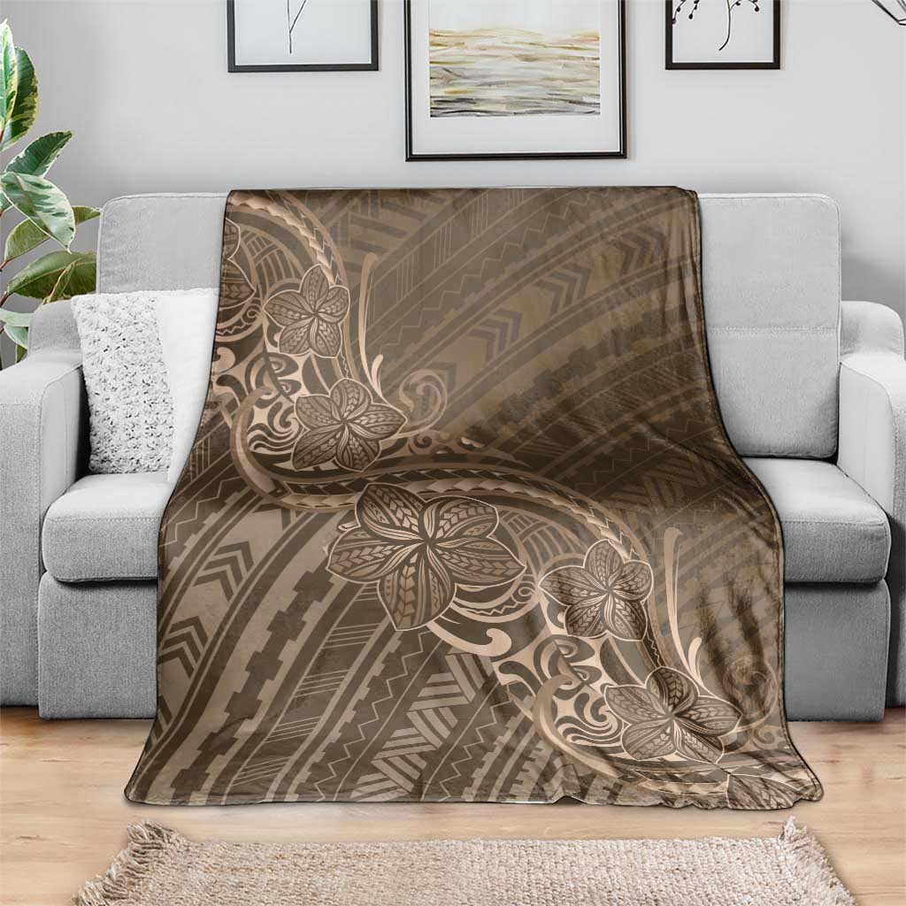 Brown Polynesia Plumeria Tattoo Blanket LT14 - Polynesian Pride