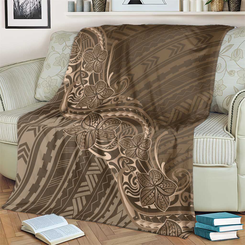Brown Polynesia Plumeria Tattoo Blanket LT14 - Polynesian Pride