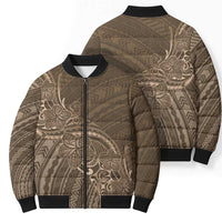 Brown Polynesia Plumeria Tattoo Bomber Puffer Jacket LT14 - Polynesian Pride