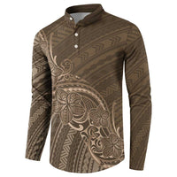 Brown Polynesia Plumeria Tattoo Button Sweatshirt LT14 - Polynesian Pride