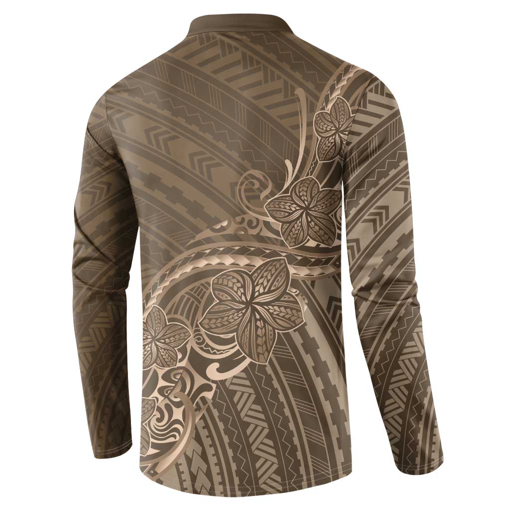 Brown Polynesia Plumeria Tattoo Button Sweatshirt LT14 - Polynesian Pride