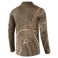 Brown Polynesia Plumeria Tattoo Button Sweatshirt LT14 - Polynesian Pride
