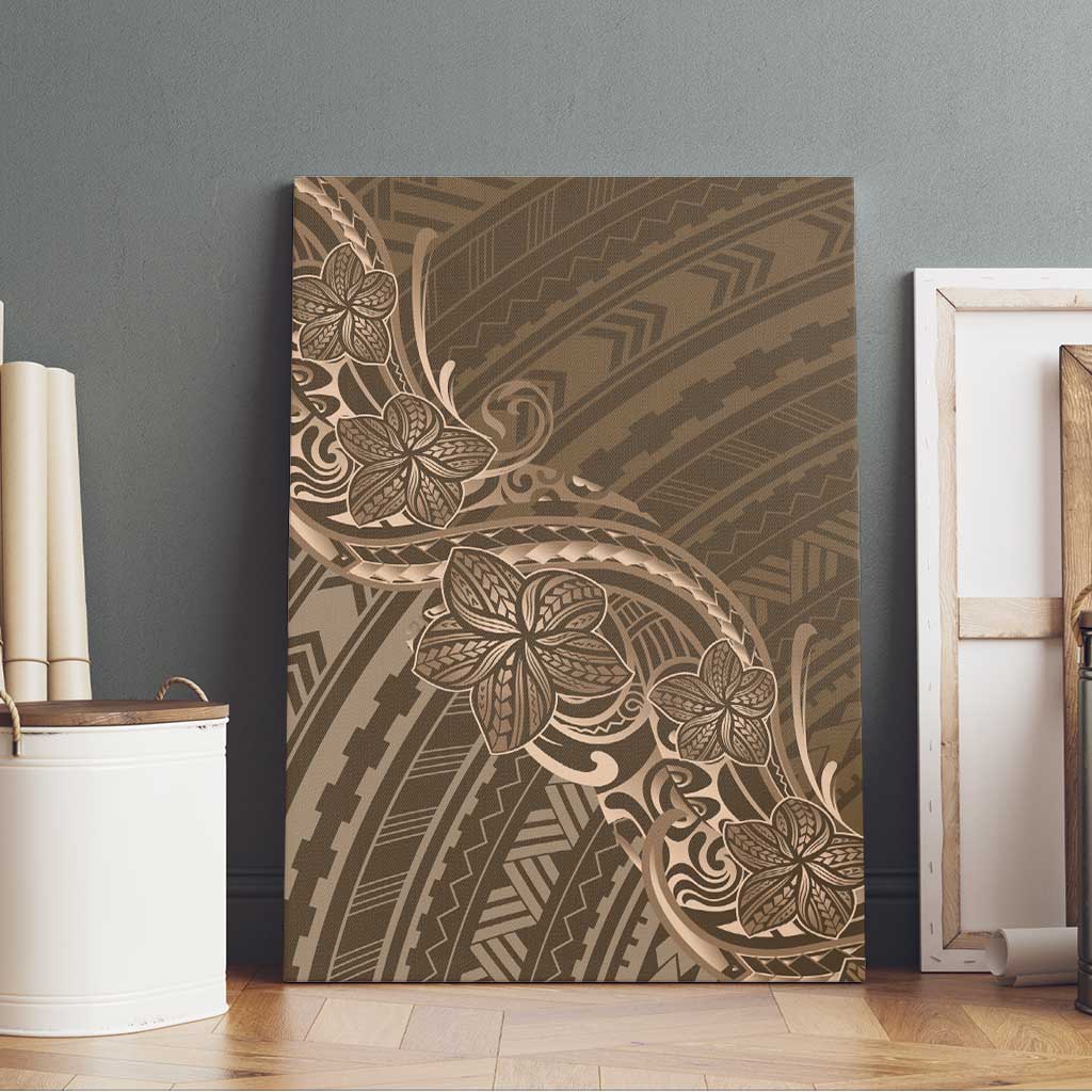Brown Polynesia Plumeria Tattoo Canvas Wall Art LT14 - Polynesian Pride
