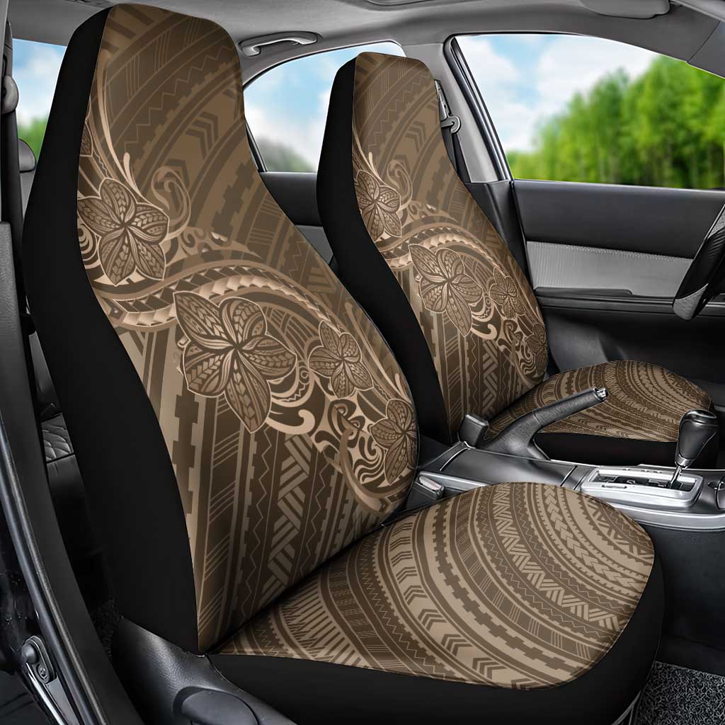 Brown Polynesia Plumeria Tattoo Car Seat Cover LT14 - Polynesian Pride
