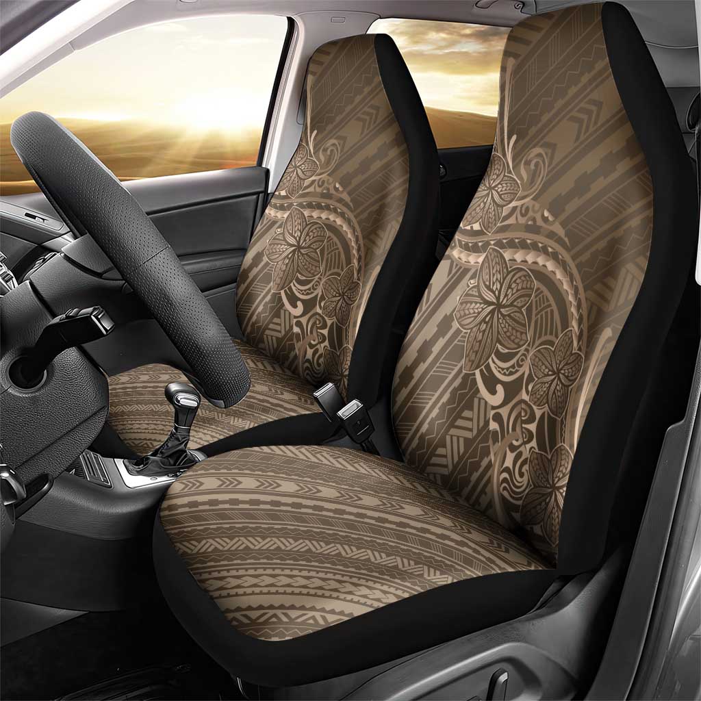 Brown Polynesia Plumeria Tattoo Car Seat Cover LT14 - Polynesian Pride