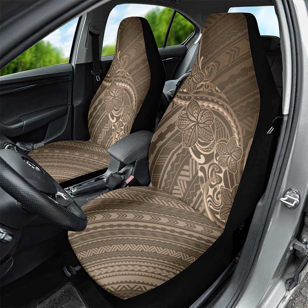 Brown Polynesia Plumeria Tattoo Car Seat Cover LT14 - Polynesian Pride