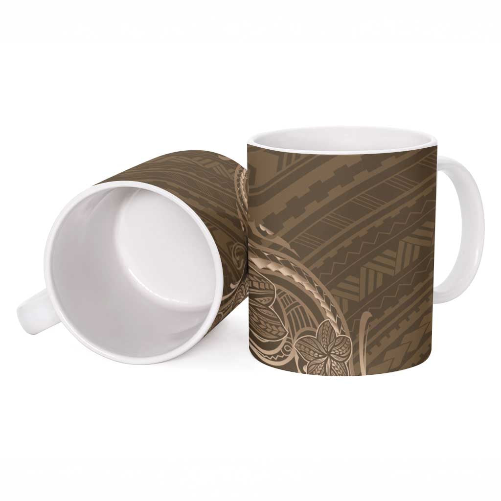 Brown Polynesia Plumeria Tattoo Ceramic Mug LT14 - Polynesian Pride