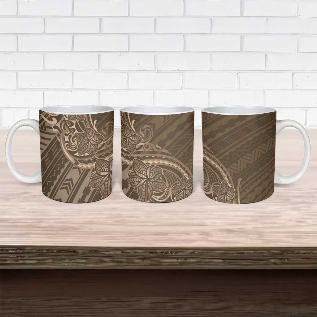 Brown Polynesia Plumeria Tattoo Ceramic Mug LT14 - Polynesian Pride