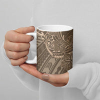 Brown Polynesia Plumeria Tattoo Ceramic Mug LT14 - Polynesian Pride