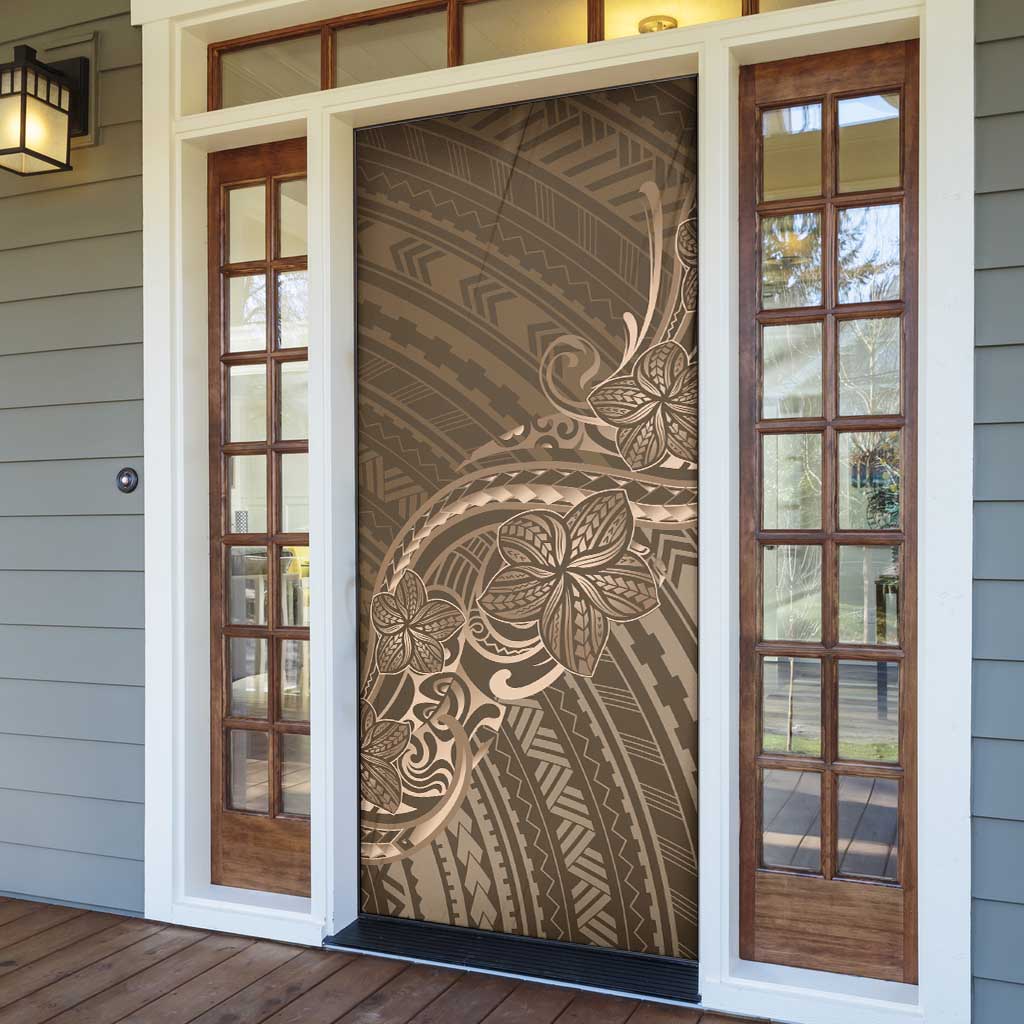 Brown Polynesia Plumeria Tattoo Door Cover LT14 - Polynesian Pride