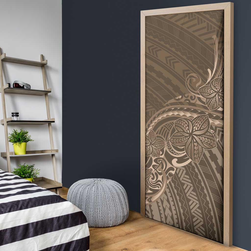 Brown Polynesia Plumeria Tattoo Door Cover LT14 - Polynesian Pride