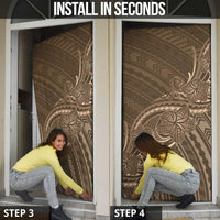 Brown Polynesia Plumeria Tattoo Door Cover LT14 - Polynesian Pride