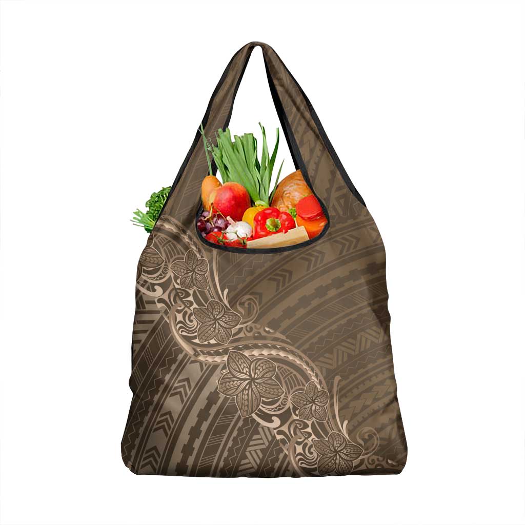 Brown Polynesia Plumeria Tattoo Grocery Bag LT14 1-pack One Size Brown - Polynesian Pride