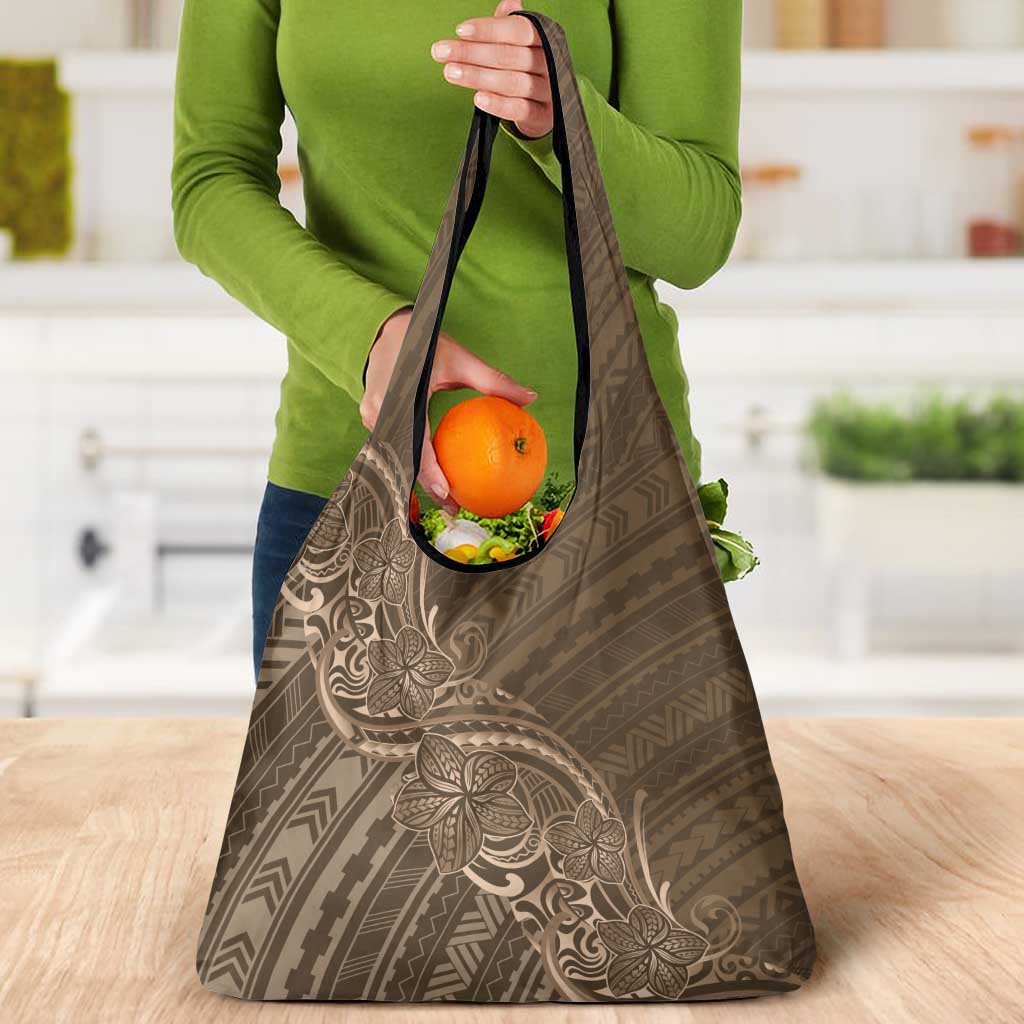 Brown Polynesia Plumeria Tattoo Grocery Bag LT14 - Polynesian Pride