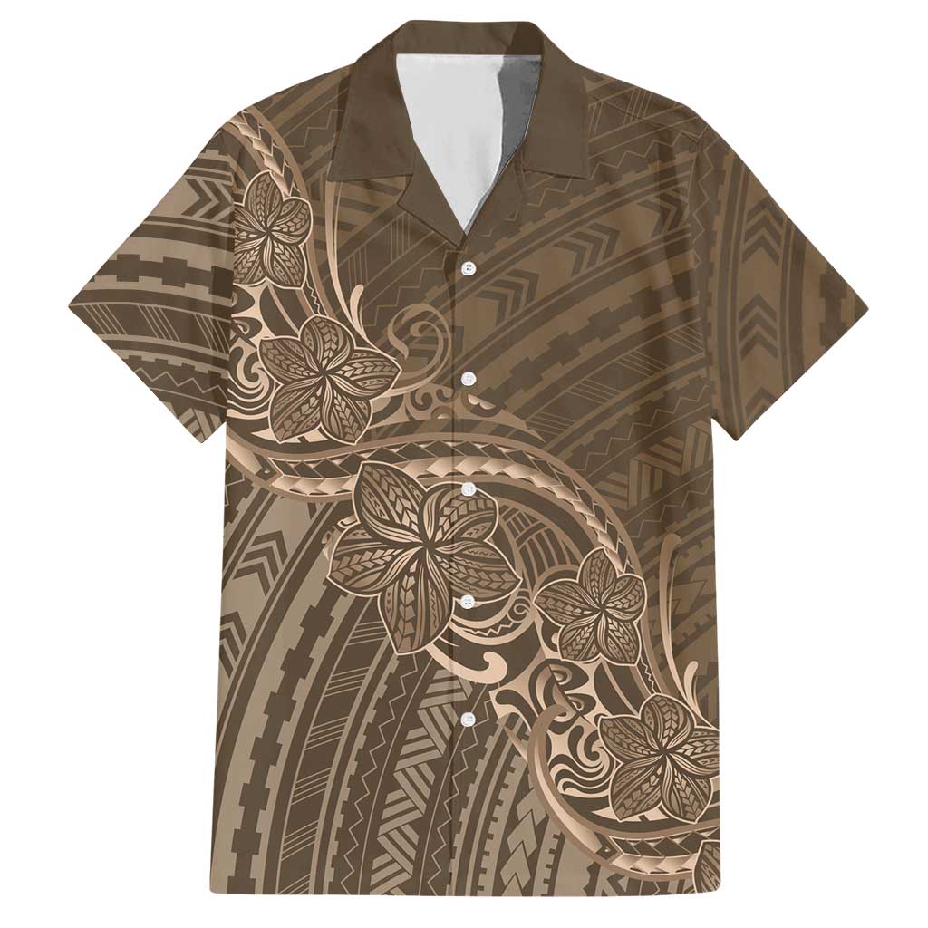 Brown Polynesia Plumeria Tattoo Hawaiian Shirt