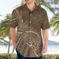 Brown Polynesia Plumeria Tattoo Hawaiian Shirt