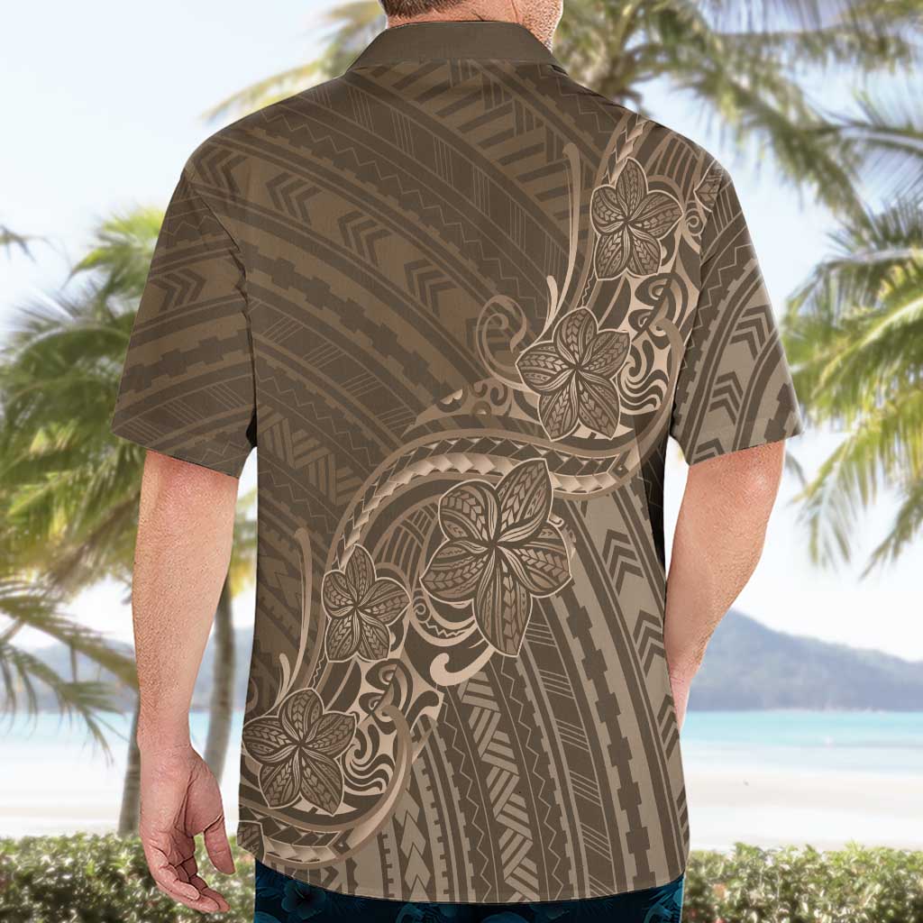 Brown Polynesia Plumeria Tattoo Hawaiian Shirt