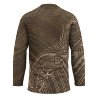 Brown Polynesia Plumeria Tattoo Hockey Jersey LT14 - Polynesian Pride