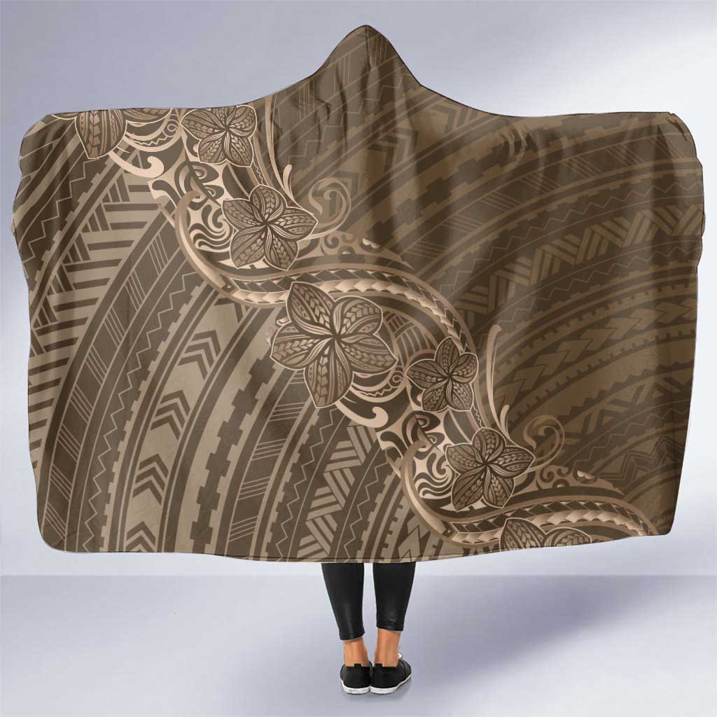 Brown Polynesia Plumeria Tattoo Hooded Blanket LT14 One Size Brown - Polynesian Pride