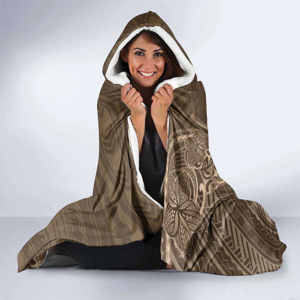 Brown Polynesia Plumeria Tattoo Hooded Blanket LT14 - Polynesian Pride