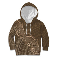 Brown Polynesia Plumeria Tattoo Kid Hoodie