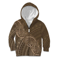 Brown Polynesia Plumeria Tattoo Kid Hoodie