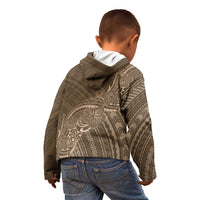 Brown Polynesia Plumeria Tattoo Kid Hoodie