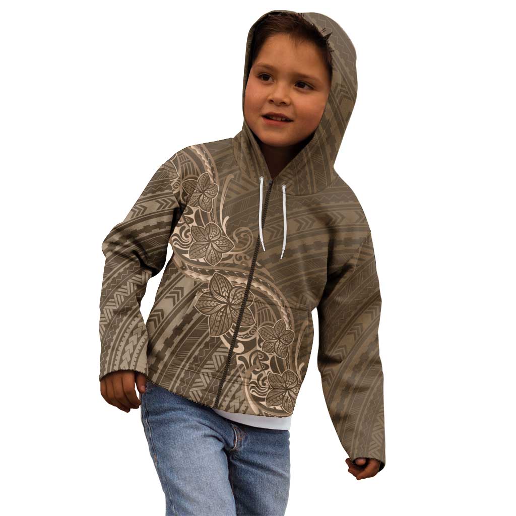 Brown Polynesia Plumeria Tattoo Kid Hoodie